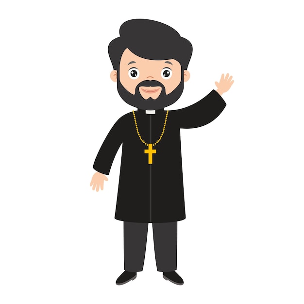 Vector cartoon drawing of a priest