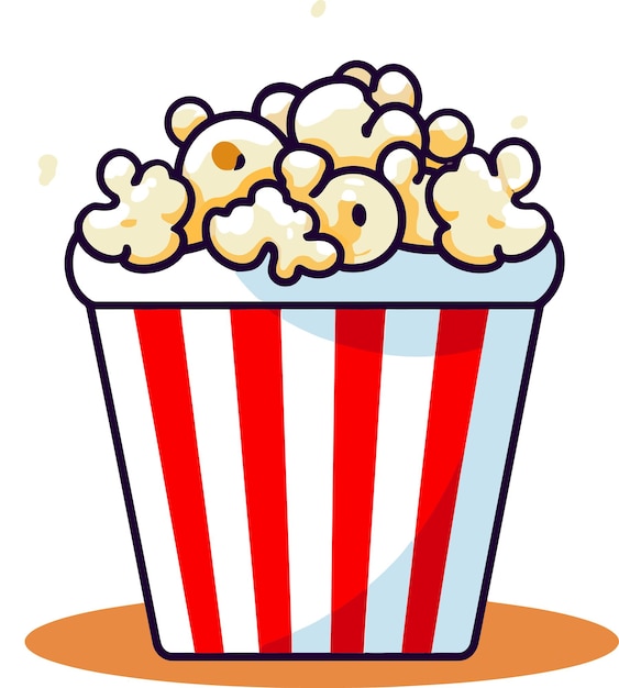 a cartoon drawing of a red and white striped cup of popcorn