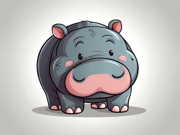 a cartoon drawing of a rhinoceros with a pink nose