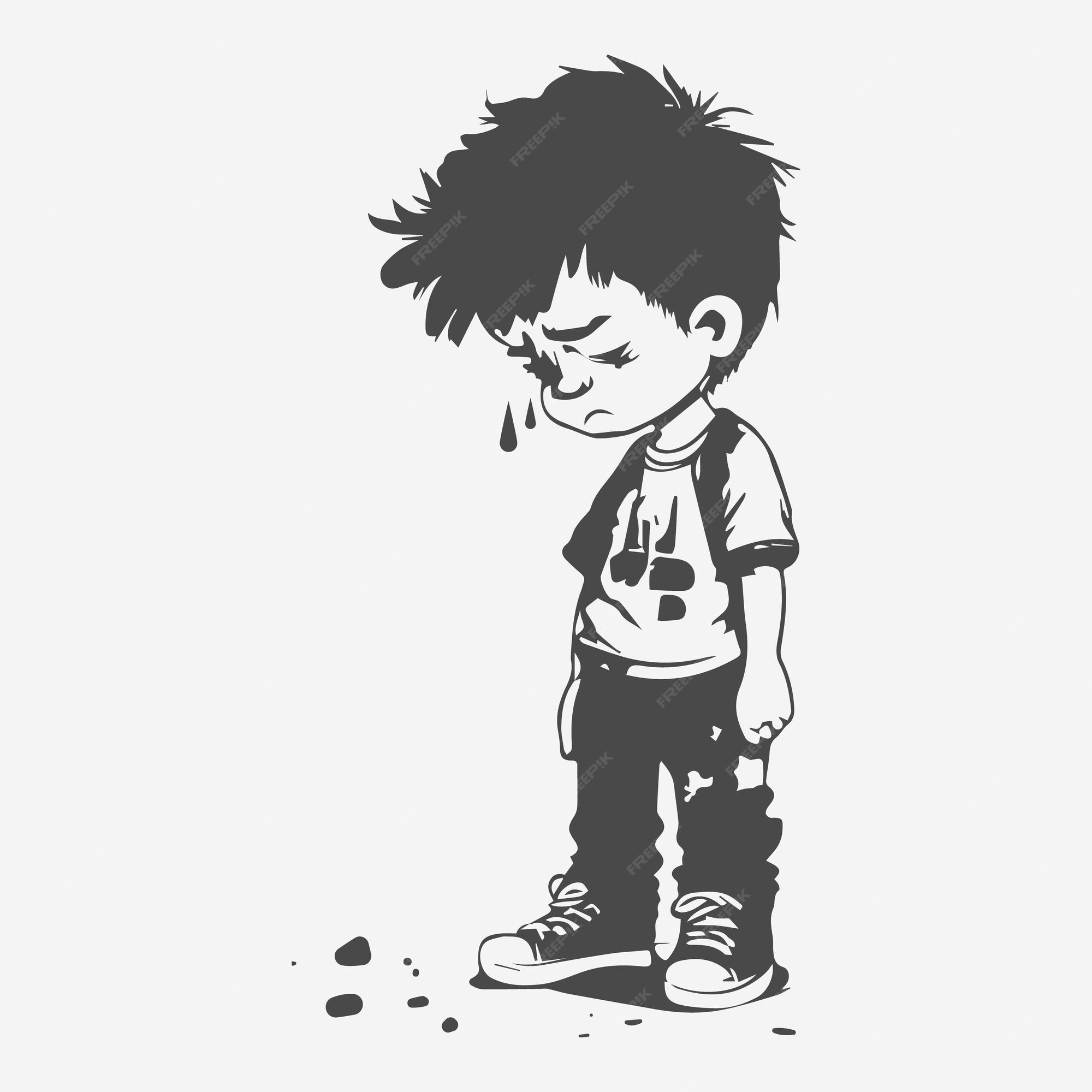 Premium Vector | A Cartoon Drawing Of A Sad Boy With A Shirt That Says'I'M  Sick '