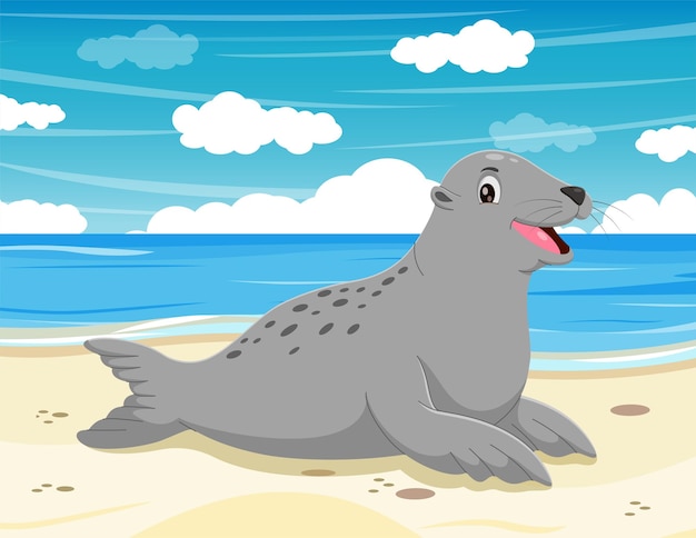 Cartoon drawing of a sea lion Vector illustration