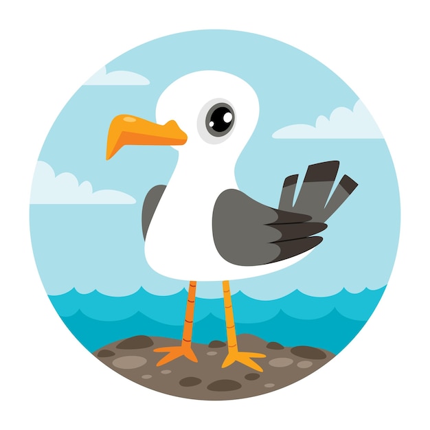 Vector cartoon drawing of a seagull