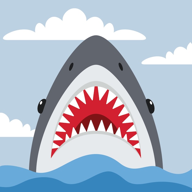 Vector cartoon drawing of a shark