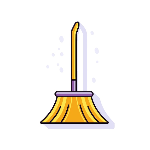 A cartoon drawing of a shovel with a purple handle.