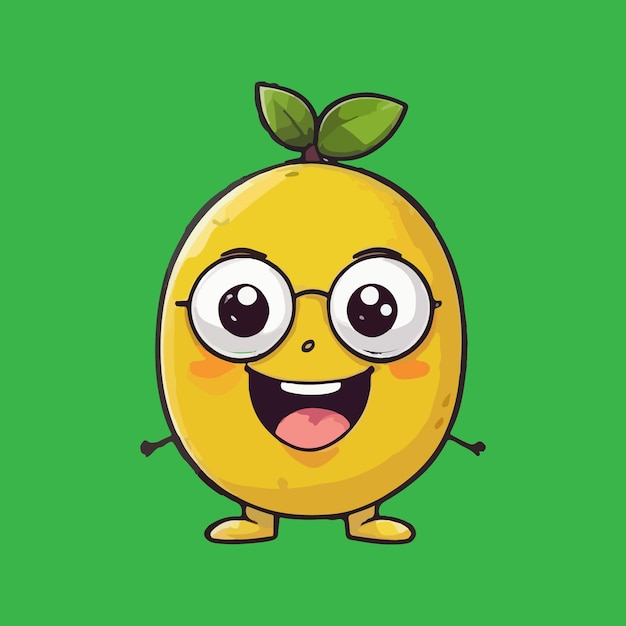 Vector a cartoon drawing of a smiling orange with a green background