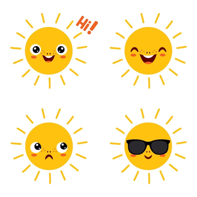 Vector cartoon drawing of sun character