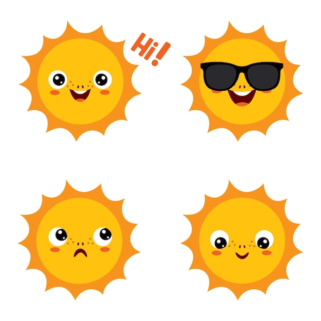 Vector cartoon drawing of sun character