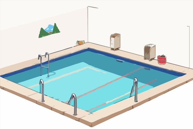 Vector a cartoon drawing of a swimming pool with a ladder and a ladder