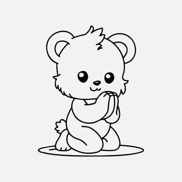 a cartoon drawing of a teddy bear holding a spoon