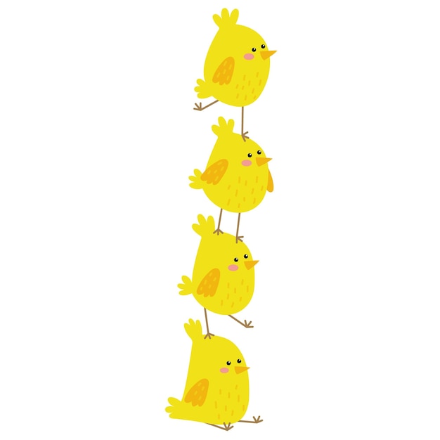 Vector a cartoon drawing of three yellow birds on a white background.