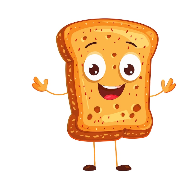 Vector a cartoon drawing of a toast with a smiley face on it