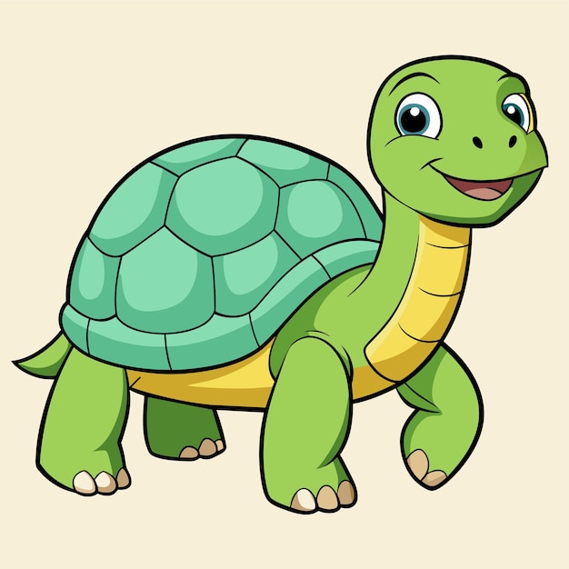 Vector a cartoon drawing of a turtle with a face and a mouth that says turtle