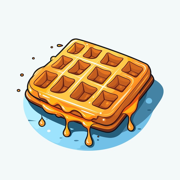 Vector a cartoon drawing of a waffle with syrup on it