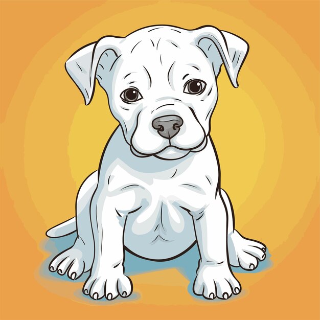 A cartoon drawing of a white puppy dog.