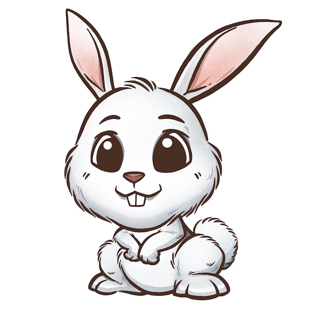 Cartoon drawing of a white rabbit