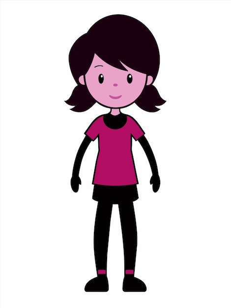 Vector a cartoon drawing of a woman with a purple shirt on