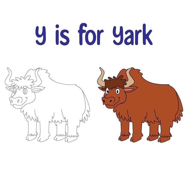 Vector a cartoon drawing of a yak and a yak with the letter y on it