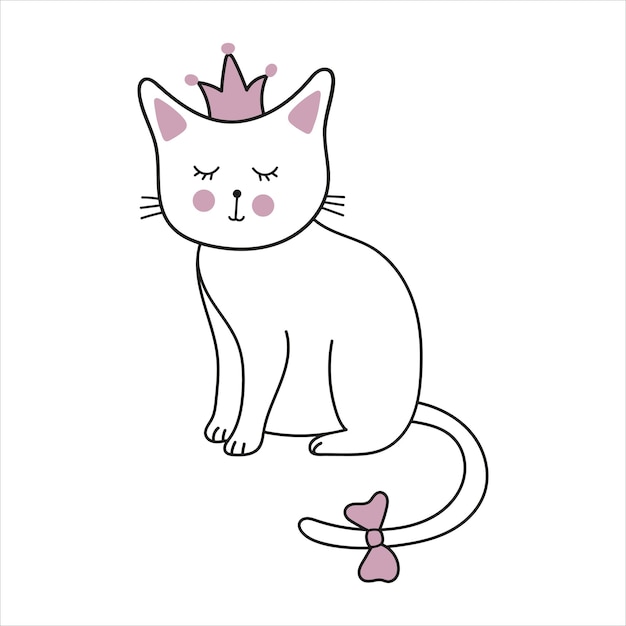 Мультяшный кот-каракули милый и забавный