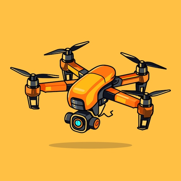 Vector cartoon drone flat vector illustration