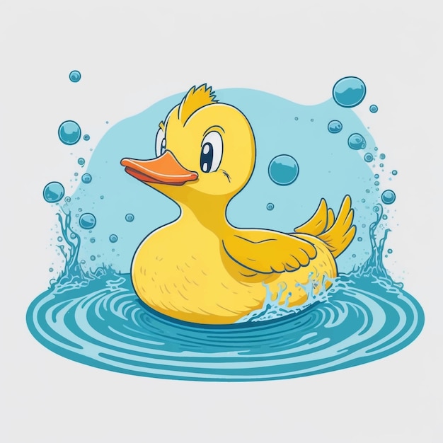 Cartoon duck swimming vector illustration white background