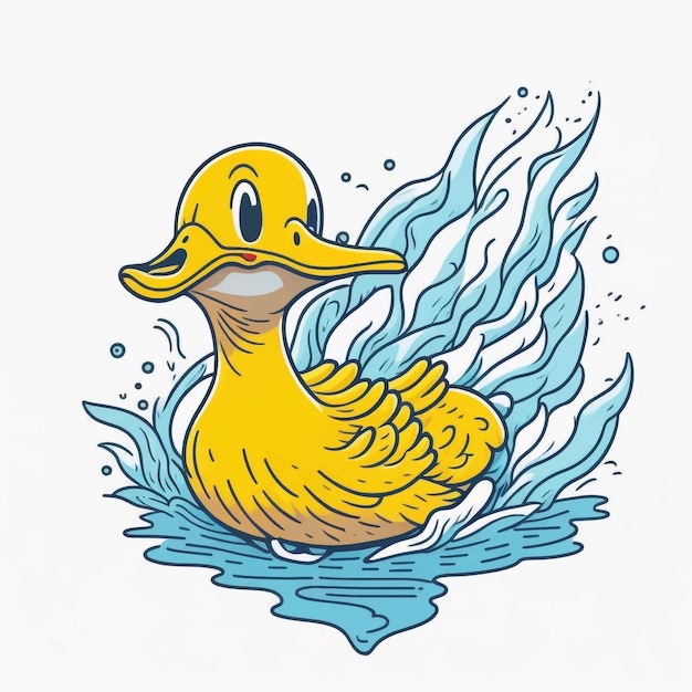 Cartoon duck swimming vector illustration white background