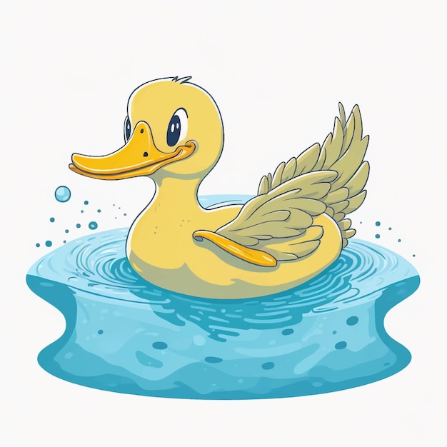 Cartoon duck swimming vector illustration white background