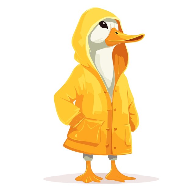 Vector cartoon duck wearing yellow jacket bird character vector