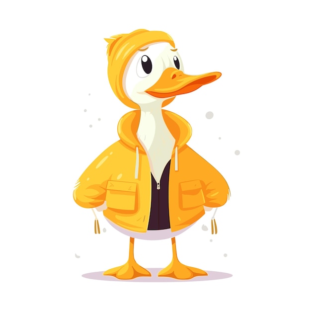 Вектор Мультфильм утка в желтой куртке птица персонаж вектор