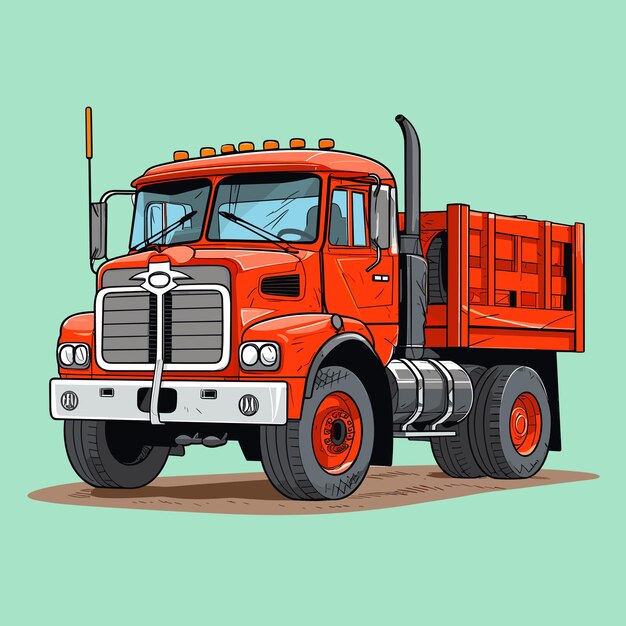 Cartoon dump tipper big truck lorry construction vehicle vector illustration