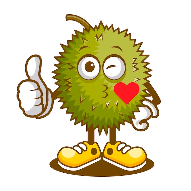 Vector cartoon durian mascotte met kusliefde