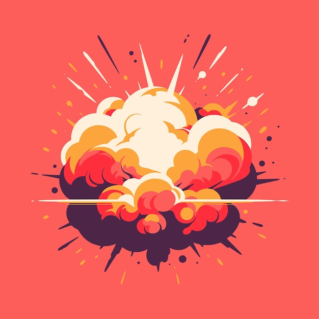 Vector cartoon dynamite or bomb explosion boom clouds and smoke elements dangerous explosive detonation