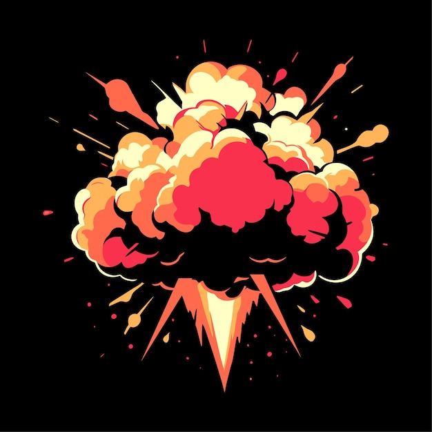 Vector cartoon dynamite or bomb explosion boom clouds and smoke elements dangerous explosive detonation