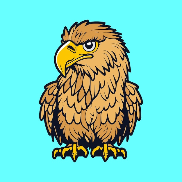 Cartoon eagle on a blue background