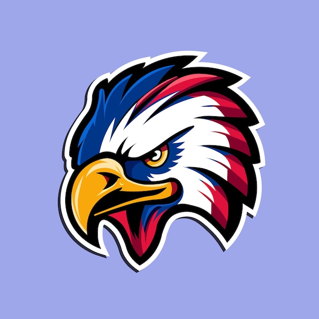 A cartoon eagle with a blue background