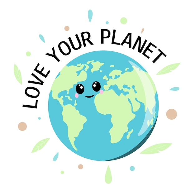 Cartoon Earth Love your planet Educatief materiaal voor kinderen Zero waste