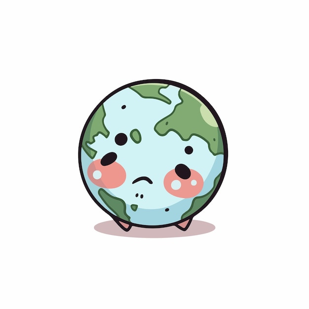 Premium Vector | A cartoon earth with sad face.