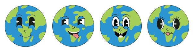 Vector a cartoon of the earth and the word earth