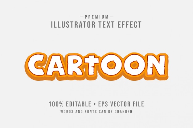 벡터 밝은 오렌지 그라디언트가있는 만화 편집 가능한 3d 텍스트 효과 또는 그래픽 스타일