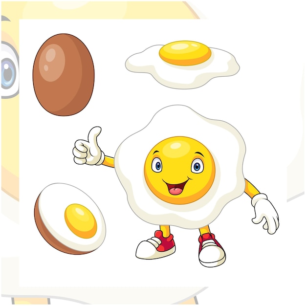 Cartoon egg mascot on white background