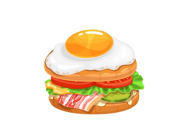 Cartoon egg sandwich with bacon lettuce tomato