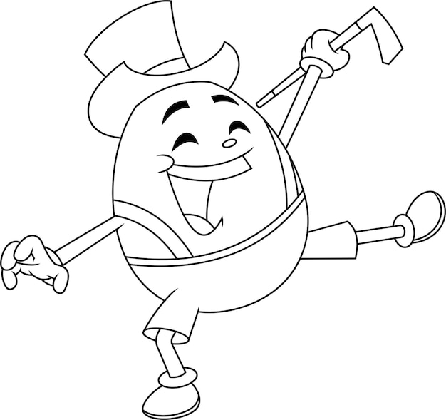 Cartoon egg wearing a cowboy hat and a cowboy hat is dancing.