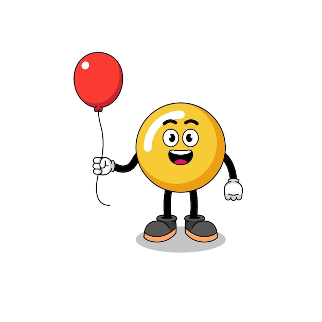 Cartoon of egg yolk holding a balloon