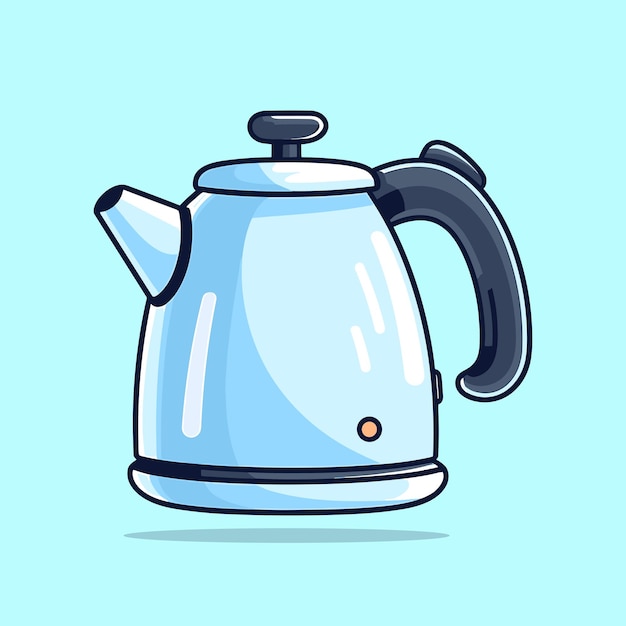 Vector cartoon electric kettle flat vector illustration