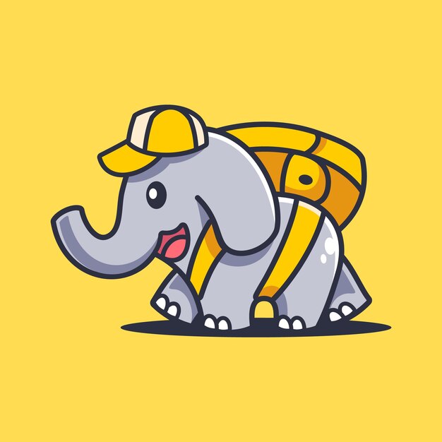 Cartoon Elephant Walking With Bag