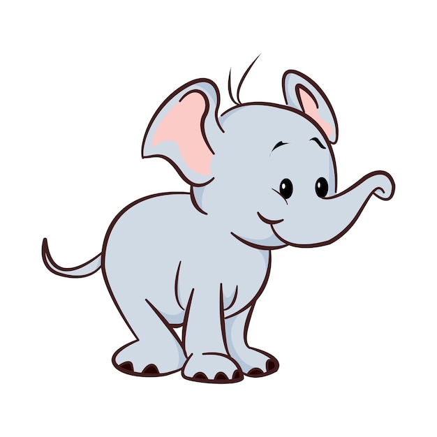 A cartoon elephant with a long trunk.