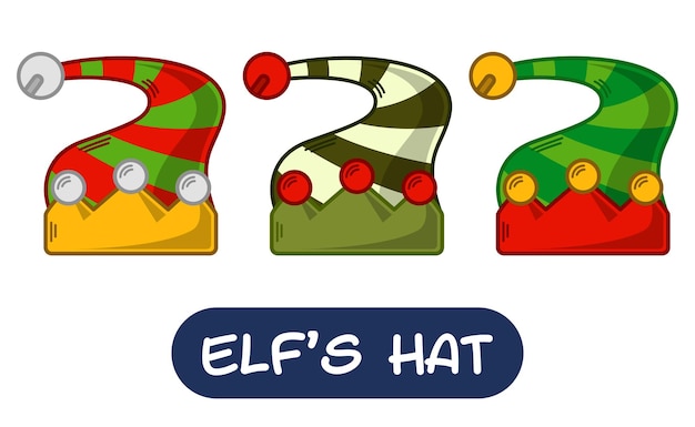 Vettore cartoon elf hat illustrazione set di colori di variazione eps 10 vettore