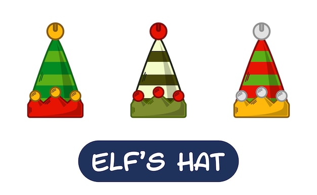 Cartoon Elf Hat Illustration Set of Variation Colors EPS 10 Vector