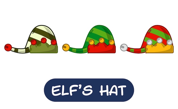 Cartoon Elf Hat Illustration Set of Variation Colors EPS 10 Vector