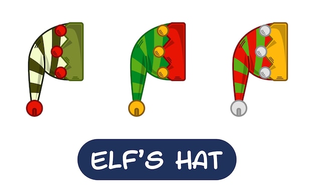 Cartoon Elf Hat Illustration Set of Variation Colors EPS 10 Vector