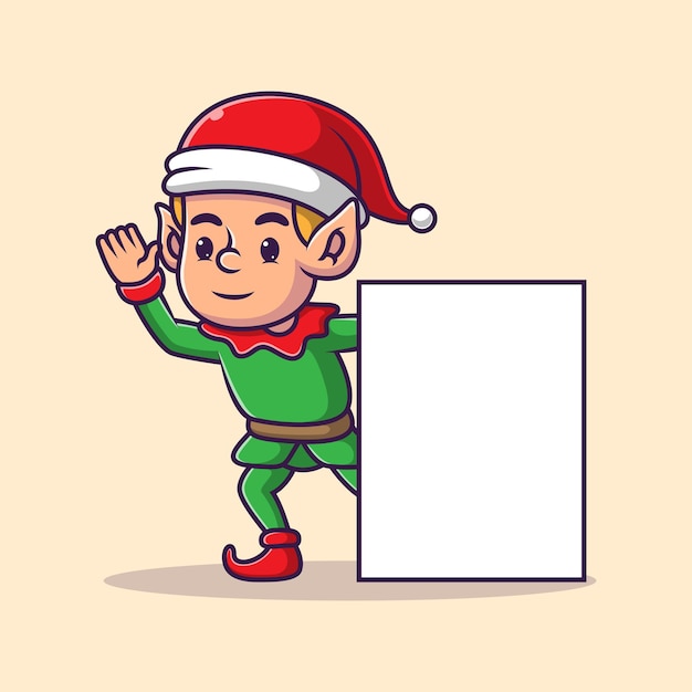 Vector cartoon elf is having fun